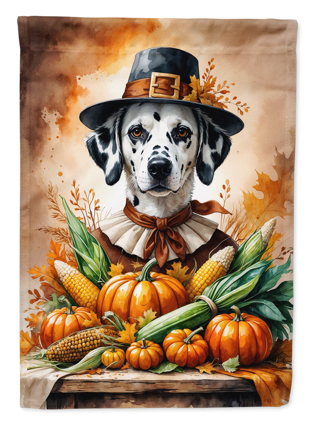 Dalmatian Thanksgiving House Flag 28x40 Porch Sleeve Pole Decorative Outside Yard Banner Artwork Wall Hanging, Polyester