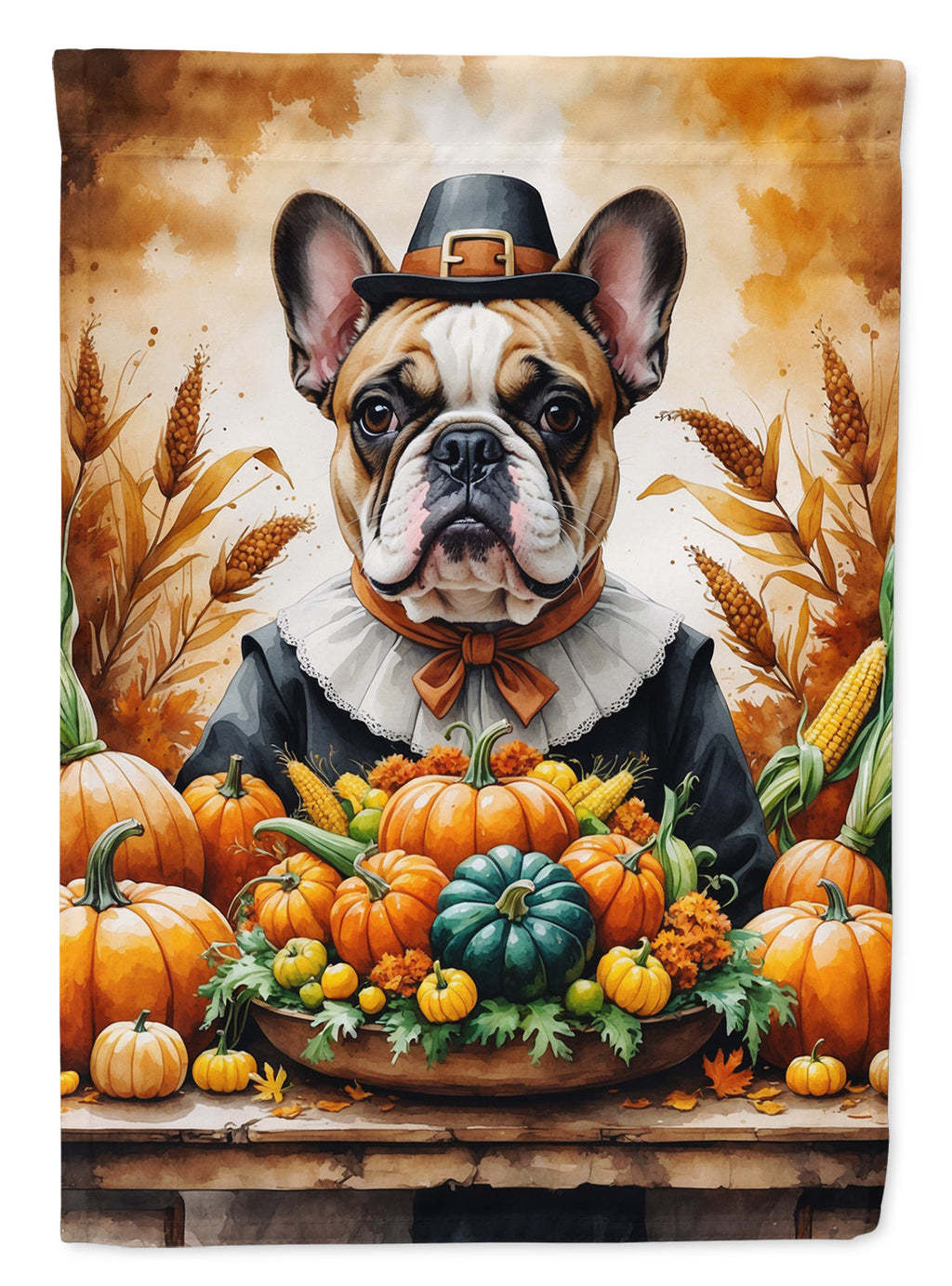 French Bulldog Thanksgiving Garden Flag Mailbox Decorative Yard Banner Outside Patio Artwork for Flower Beds, Garden Size, Multicolor