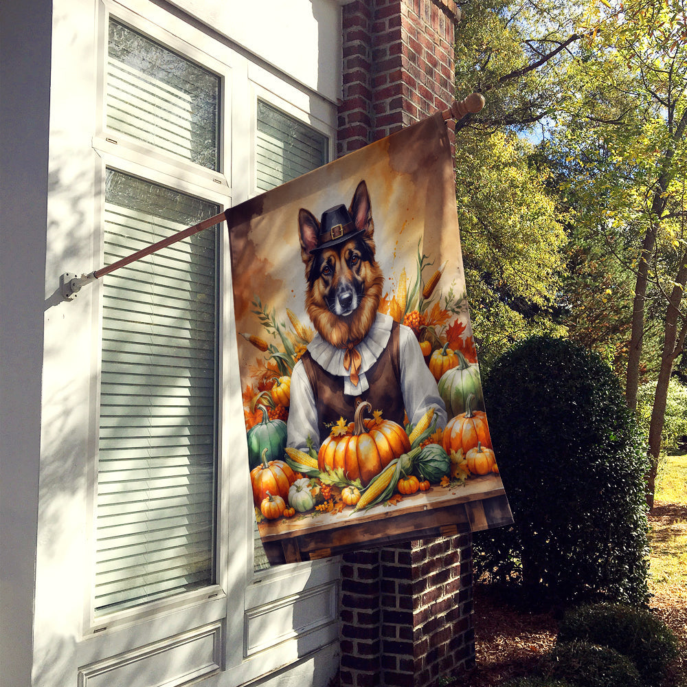 German Shepherd Thanksgiving House Flag 28x40 Porch Sleeve Pole Decorative Outside Yard Banner Artwork Wall Hanging, Polyester