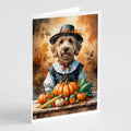 Labradoodle Thanksgiving Greeting Cards Pack of 8 Blank Cards with Envelopes Whimsical A7 Size 5x7