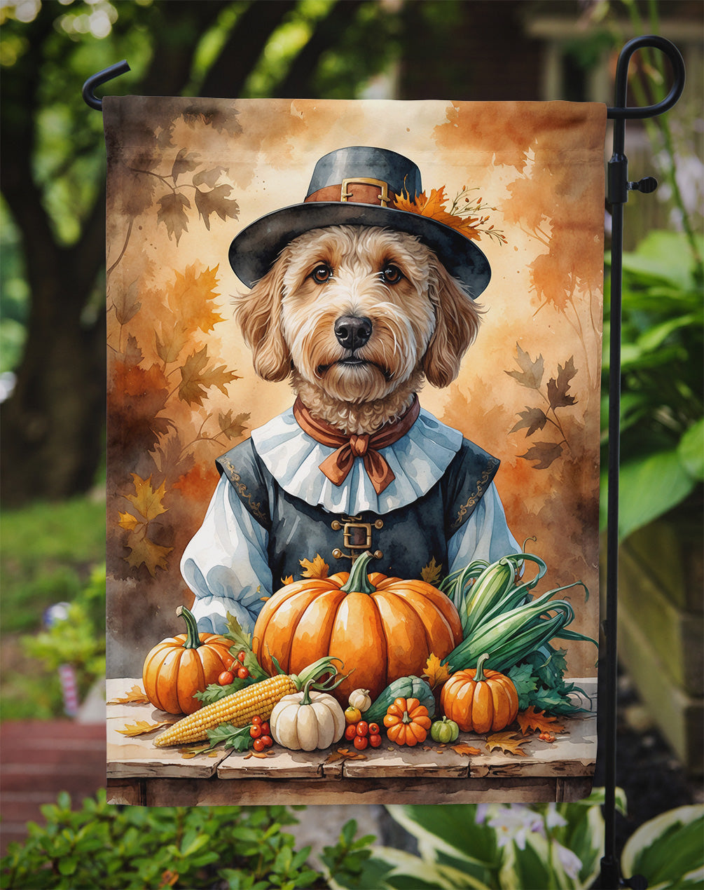 Labradoodle Thanksgiving Garden Flag Mailbox Decorative Yard Banner Outside Patio Artwork for Flower Beds, Garden Size, Multicolor