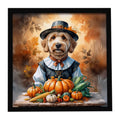 Labradoodle Thanksgiving Framed Metal Print Bathroom, Kitchen, Office, Home Decor Wall Art Ready to Hang, Square, 8X8