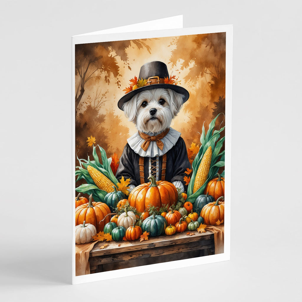 Maltese Thanksgiving Greeting Cards Pack of 8 Blank Cards with Envelopes Whimsical A7 Size 5x7