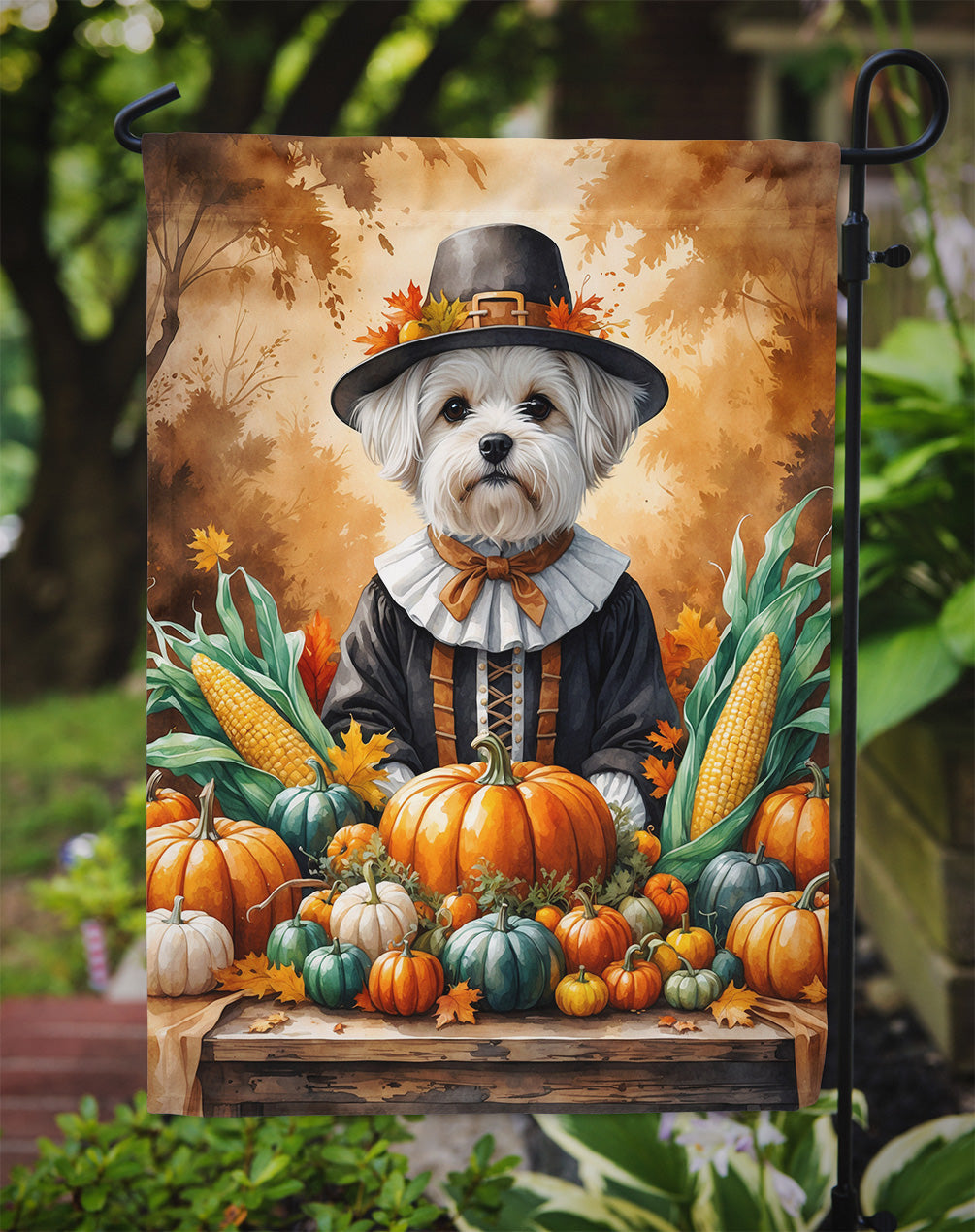 Maltese Thanksgiving Garden Flag Mailbox Decorative Yard Banner Outside Patio Artwork for Flower Beds, Garden Size, Multicolor