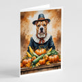 Pit Bull Terrier Thanksgiving Greeting Cards Pack of 8 Blank Cards with Envelopes Whimsical A7 Size 5x7