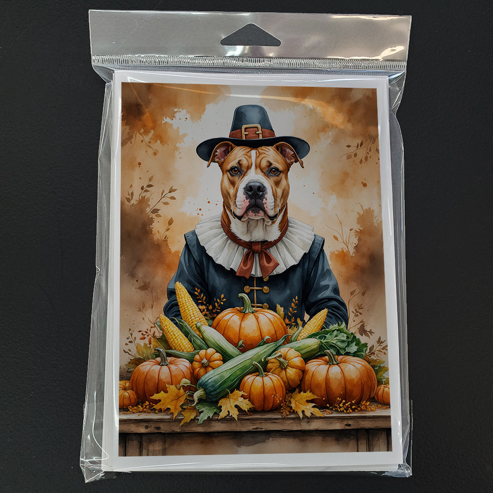 Pit Bull Terrier Thanksgiving Greeting Cards Pack of 8 Blank Cards with Envelopes Whimsical A7 Size 5x7