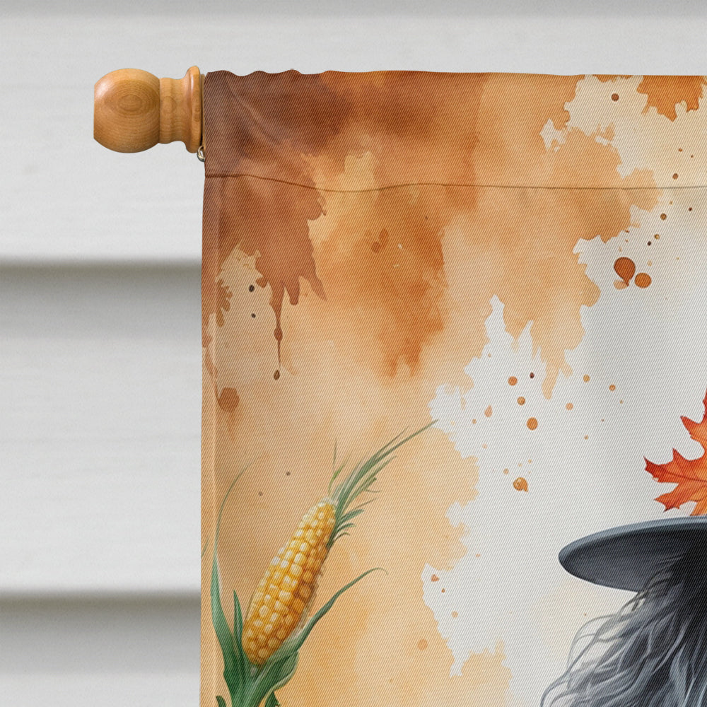 Black Poodle Thanksgiving House Flag 28x40 Porch Sleeve Pole Decorative Outside Yard Banner Artwork Wall Hanging, Polyester