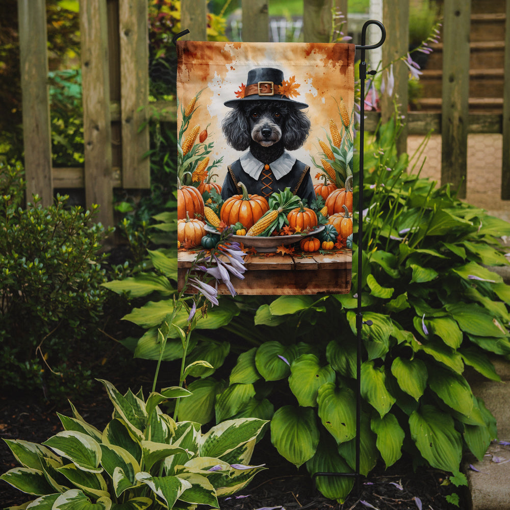 Black Poodle Thanksgiving Garden Flag Mailbox Decorative Yard Banner Outside Patio Artwork for Flower Beds, Garden Size, Multicolor