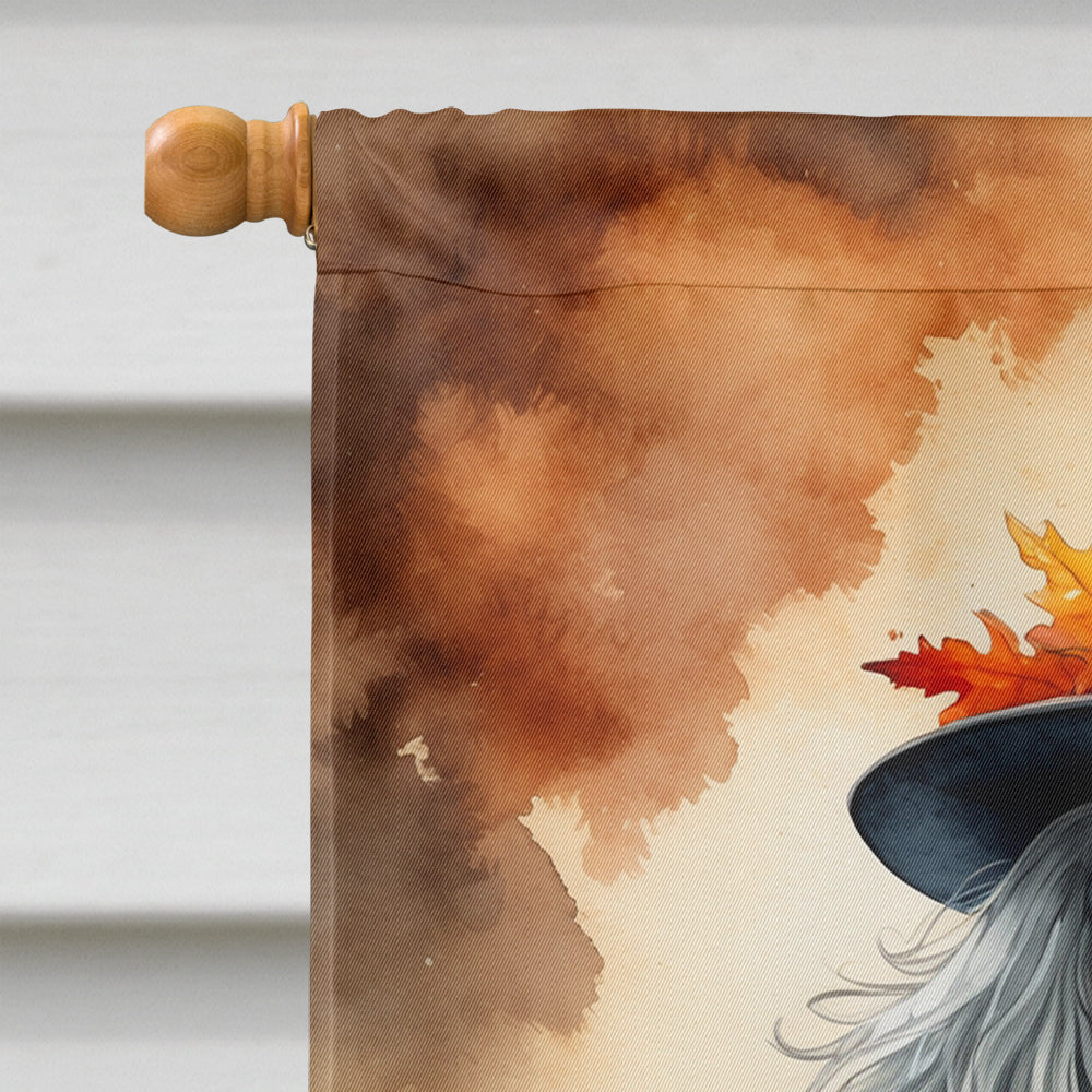 Grey Silver Poodle Thanksgiving House Flag 28x40 Porch Sleeve Pole Decorative Outside Yard Banner Artwork Wall Hanging, Polyester