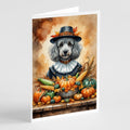 Grey Silver Poodle Thanksgiving Greeting Cards Pack of 8 Blank Cards with Envelopes Whimsical A7 Size 5x7