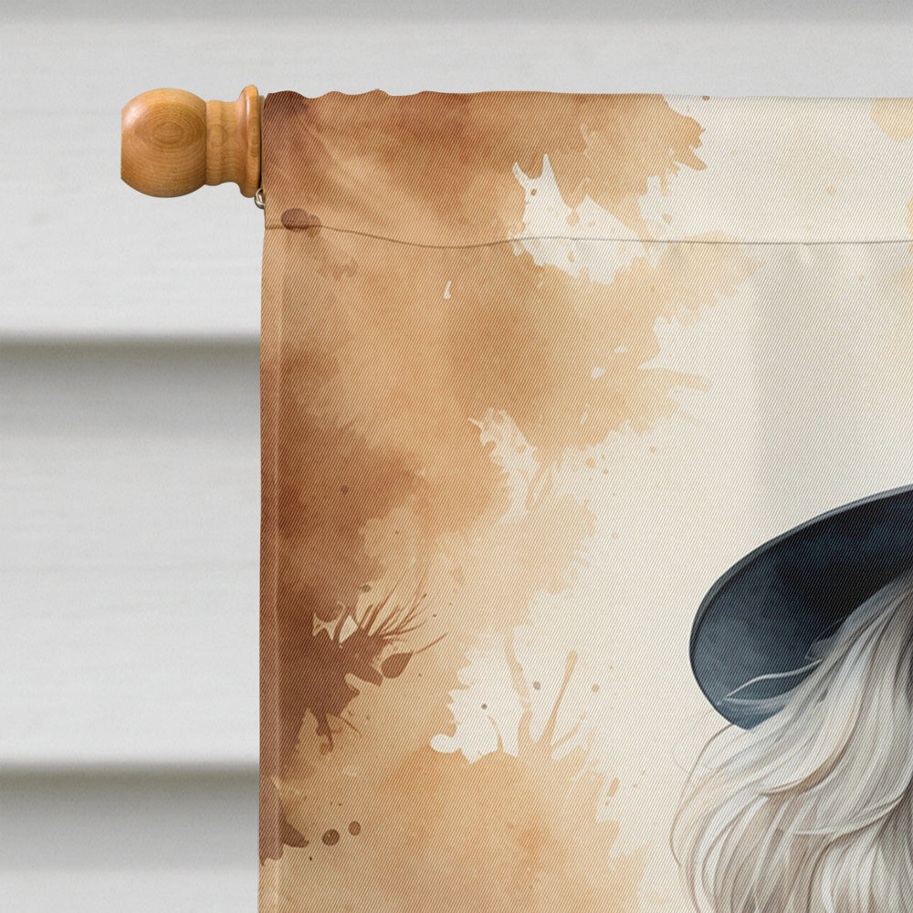 White Poodle Thanksgiving House Flag 28x40 Porch Sleeve Pole Decorative Outside Yard Banner Artwork Wall Hanging, Polyester