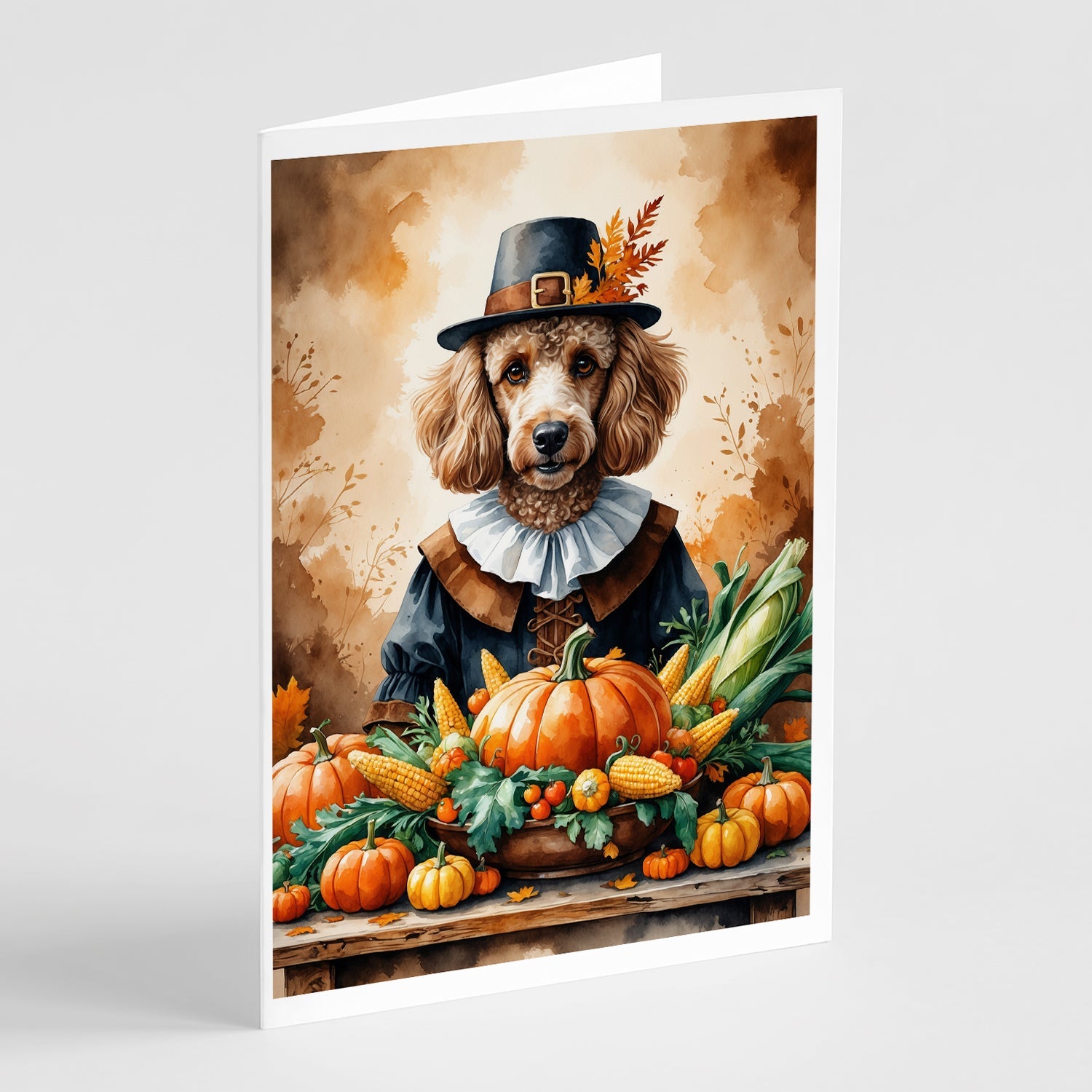 Poodle Thanksgiving Greeting Cards Pack of 8 Blank Cards with Envelopes Whimsical A7 Size 5x7