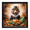 Poodle Thanksgiving Framed Metal Print Bathroom, Kitchen, Office, Home Decor Wall Art Ready to Hang, Square, 8X8