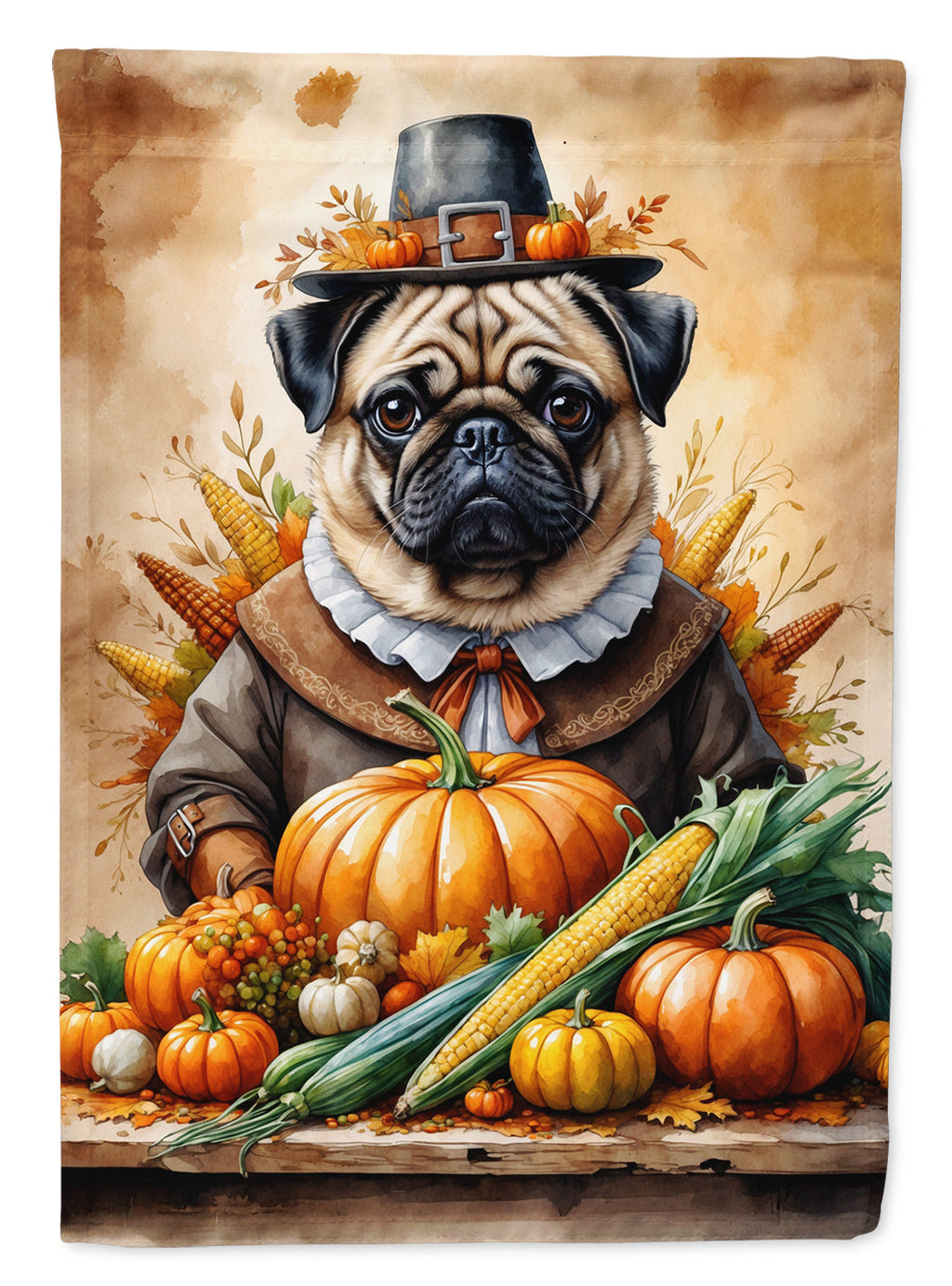 Pug Thanksgiving Garden Flag Mailbox Decorative Yard Banner Outside Patio Artwork for Flower Beds, Garden Size, Multicolor