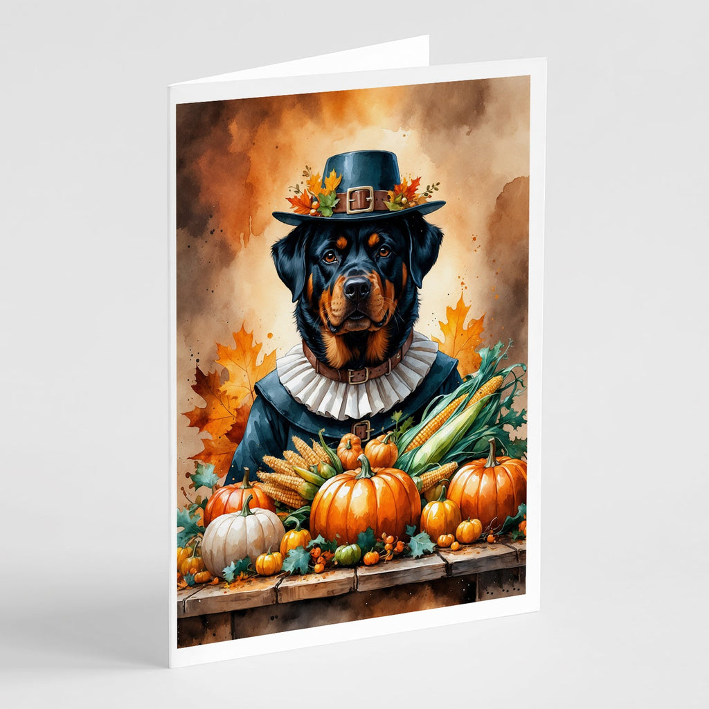 Rottweiler Thanksgiving Greeting Cards Pack of 8 Blank Cards with Envelopes Whimsical A7 Size 5x7