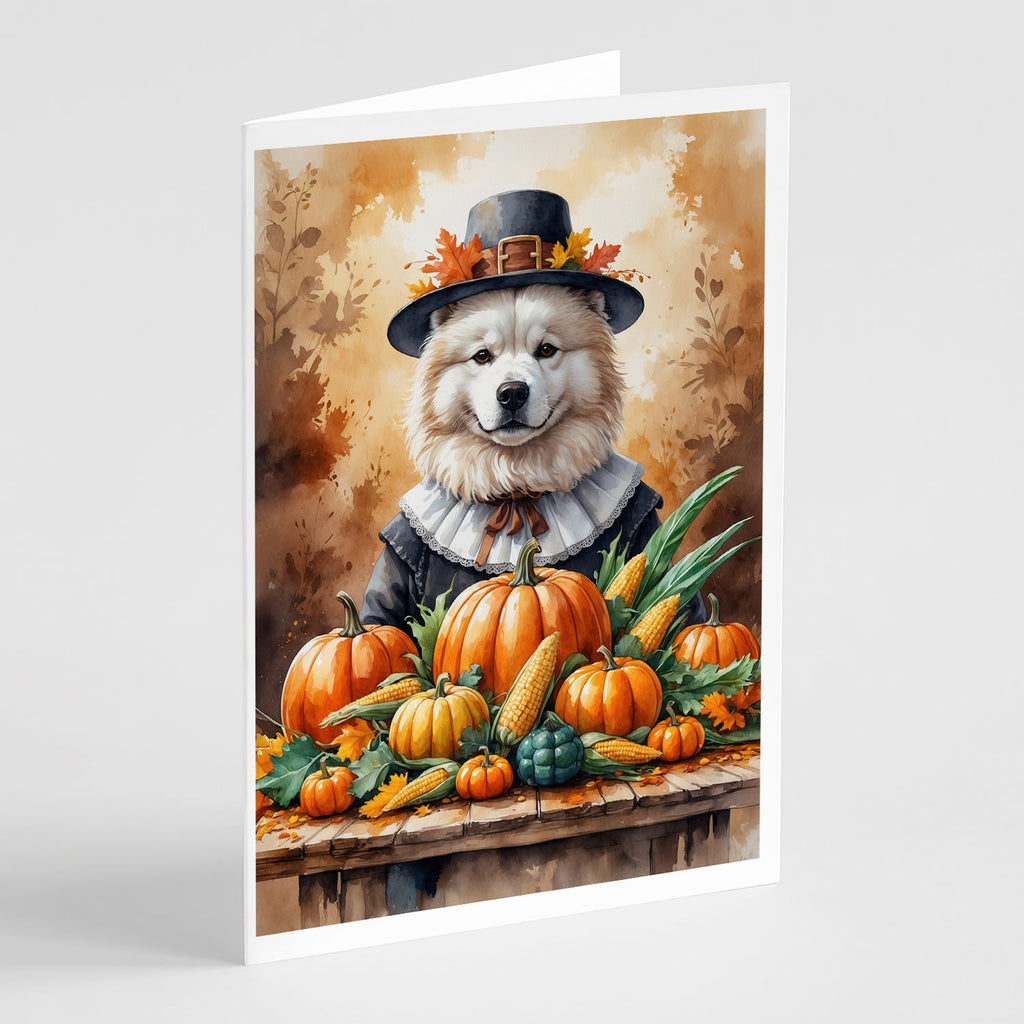 Samoyed Thanksgiving Greeting Cards Pack of 8 Blank Cards with Envelopes Whimsical A7 Size 5x7
