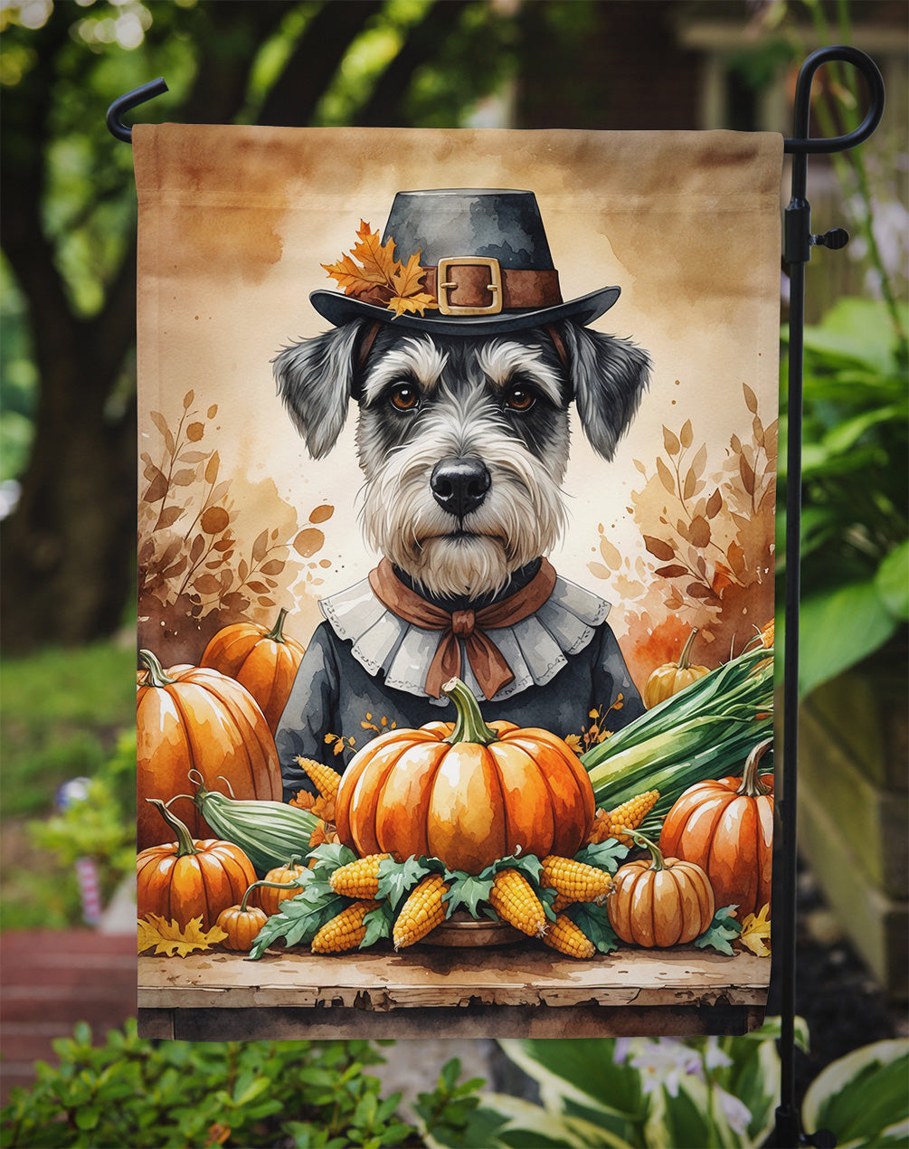Schnauzer Thanksgiving Garden Flag Mailbox Decorative Yard Banner Outside Patio Artwork for Flower Beds, Garden Size, Multicolor
