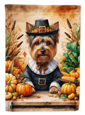 Yorkshire Terrier Thanksgiving House Flag 28x40 Porch Sleeve Pole Decorative Outside Yard Banner Artwork Wall Hanging, Polyester