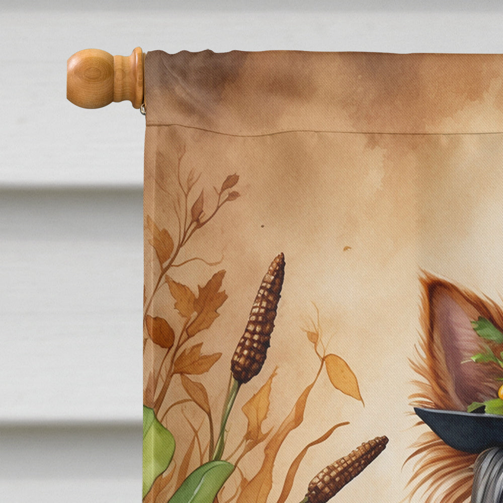 Yorkshire Terrier Thanksgiving House Flag 28x40 Porch Sleeve Pole Decorative Outside Yard Banner Artwork Wall Hanging, Polyester