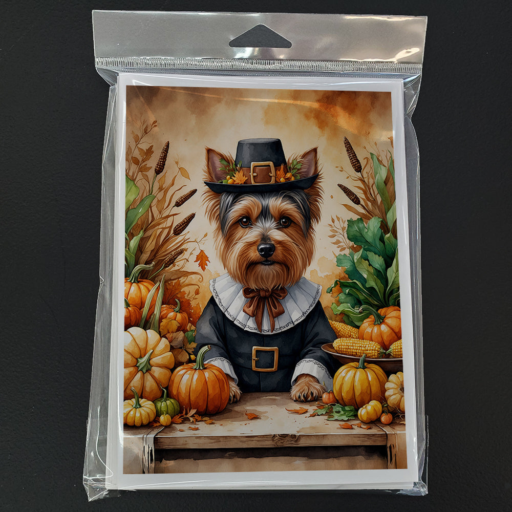 Yorkshire Terrier Thanksgiving Greeting Cards Pack of 8 Blank Cards with Envelopes Whimsical A7 Size 5x7