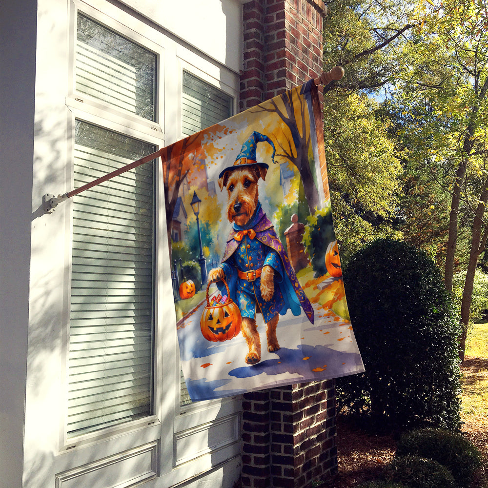 Airedale Terrier Halloween Trick or Treat House Flag 28x40 Porch Sleeve Pole Decorative Outside Yard Banner Artwork Wall Hanging, Polyester