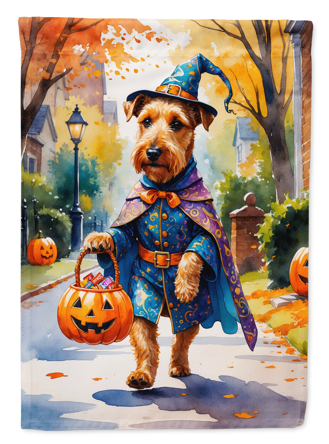 Airedale Terrier Halloween Trick or Treat Garden Flag Mailbox Decorative Yard Banner Outside Patio Artwork for Flower Beds, Garden Size, Multicolor