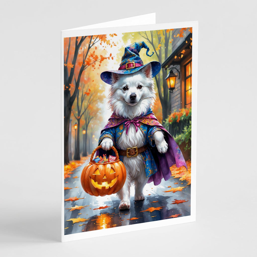 American Eskimo Halloween Trick or Treat Greeting Cards Pack of 8 Blank Cards with Envelopes Whimsical A7 Size 5x7