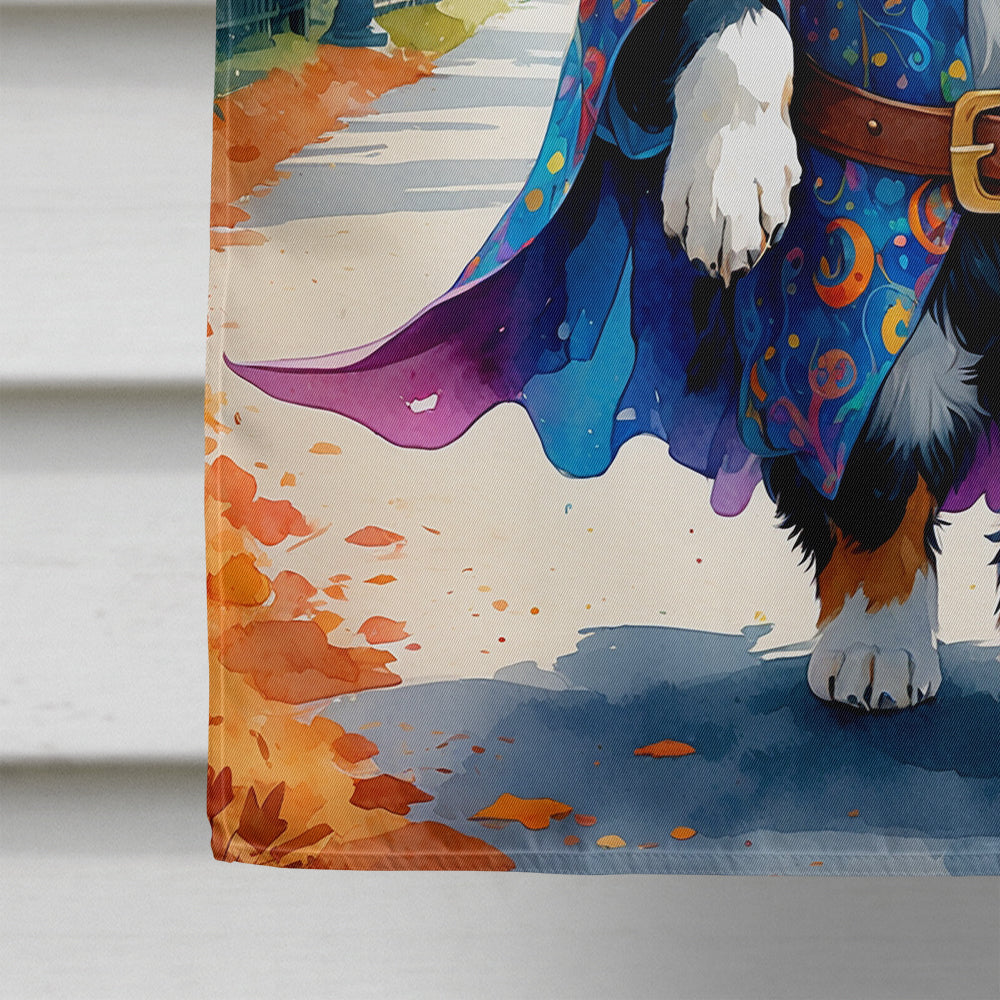 Bernese Mountain Dog Halloween Trick or Treat House Flag 28x40 Porch Sleeve Pole Decorative Outside Yard Banner Artwork Wall Hanging, Polyester
