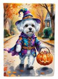 Bichon Frise Halloween Trick or Treat Garden Flag Mailbox Decorative Yard Banner Outside Patio Artwork for Flower Beds, Garden Size, Multicolor