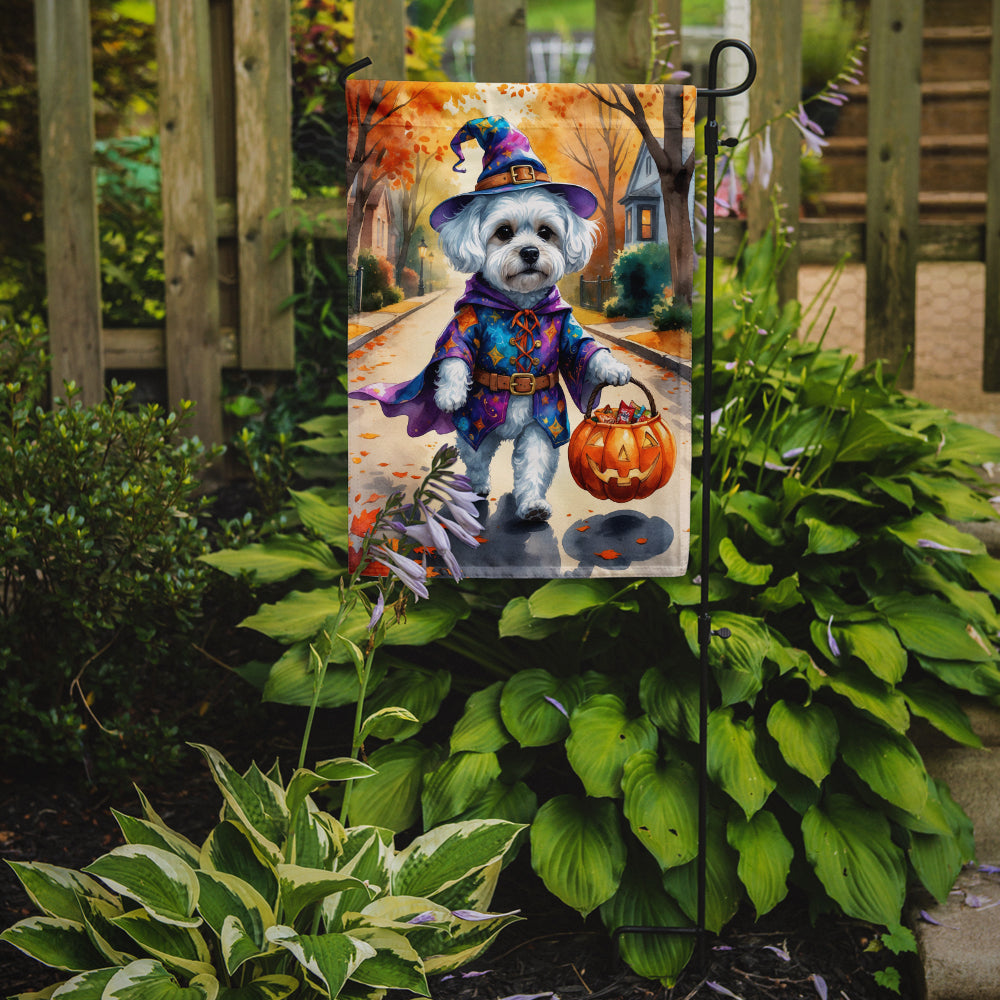 Bichon Frise Halloween Trick or Treat Garden Flag Mailbox Decorative Yard Banner Outside Patio Artwork for Flower Beds, Garden Size, Multicolor