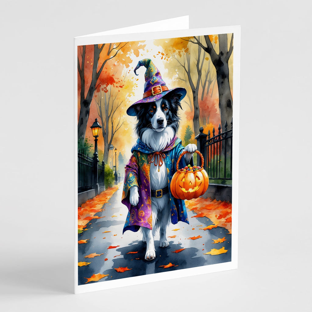 Border Collie Halloween Trick or Treat Greeting Cards Pack of 8 Blank Cards with Envelopes Whimsical A7 Size 5x7