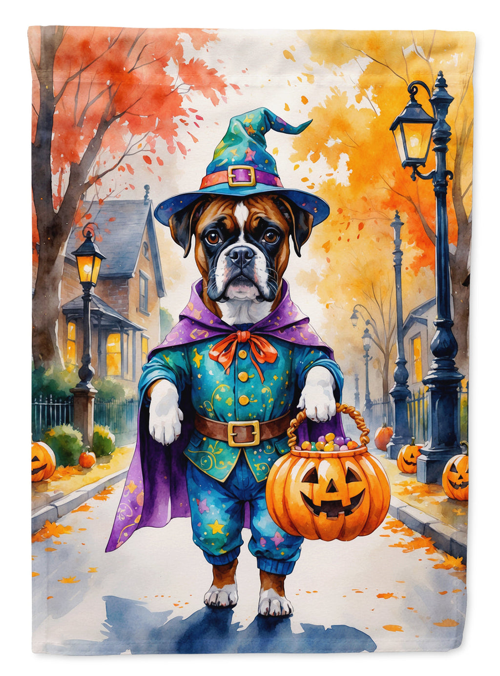 Boxer Halloween Trick or Treat Garden Flag Mailbox Decorative Yard Banner Outside Patio Artwork for Flower Beds, Garden Size, Multicolor