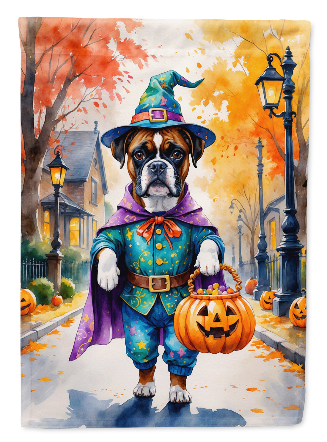 Boxer Halloween Trick or Treat Garden Flag Mailbox Decorative Yard Banner Outside Patio Artwork for Flower Beds, Garden Size, Multicolor