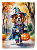 Cavalier Spaniel Halloween Trick or Treat House Flag 28x40 Porch Sleeve Pole Decorative Outside Yard Banner Artwork Wall Hanging, Polyester
