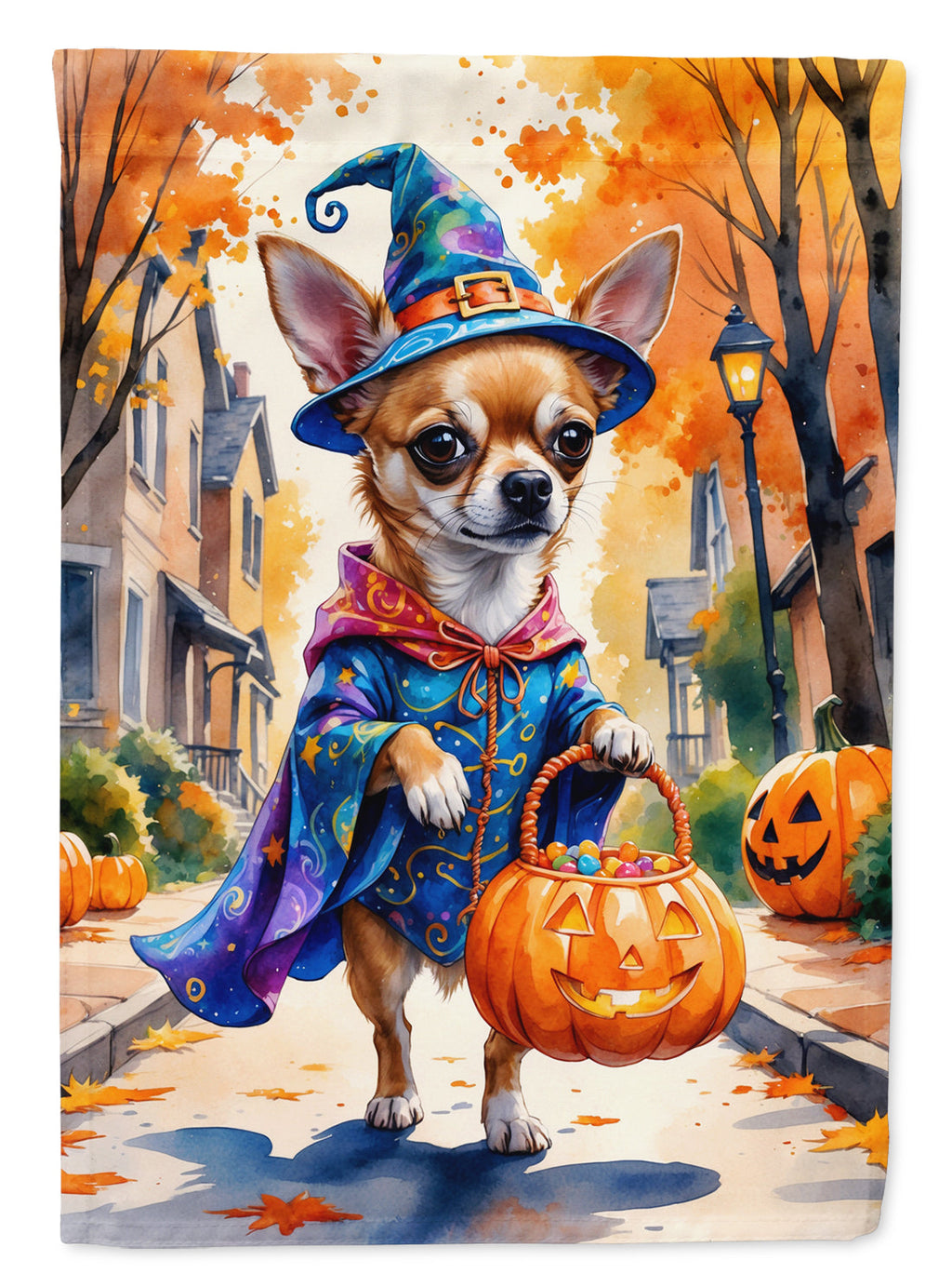 Chihuahua Halloween Trick or Treat Garden Flag Mailbox Decorative Yard Banner Outside Patio Artwork for Flower Beds, Garden Size, Multicolor