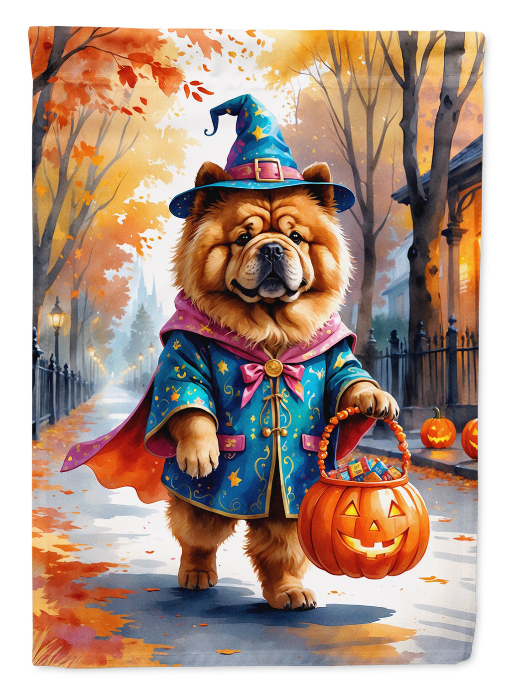 Chow Chow Halloween Trick or Treat Garden Flag Mailbox Decorative Yard Banner Outside Patio Artwork for Flower Beds, Garden Size, Multicolor