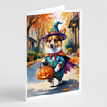 Corgi Halloween Trickor Treat Greeting Cards Pack of 8 Blank Cards with Envelopes Whimsical A7 Size 5x7