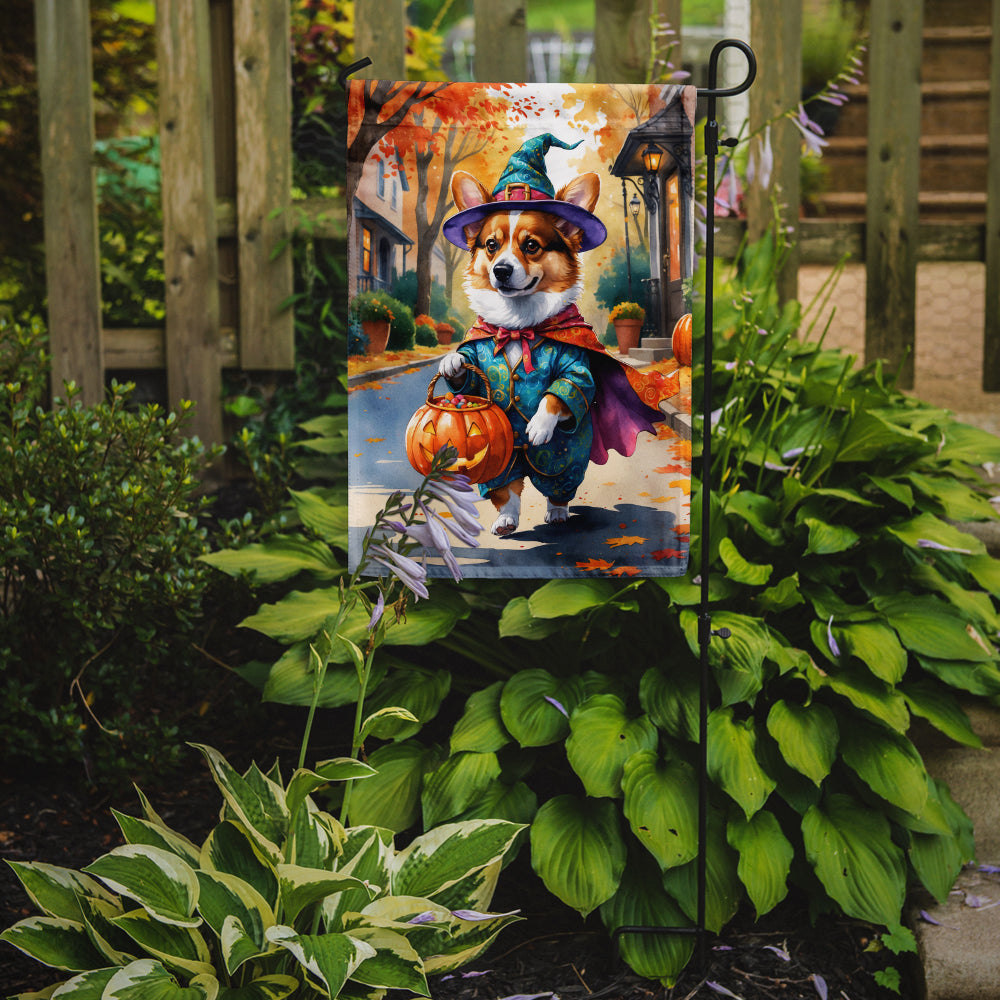 Corgi Halloween Trickor Treat Garden Flag Mailbox Decorative Yard Banner Outside Patio Artwork for Flower Beds, Garden Size, Multicolor