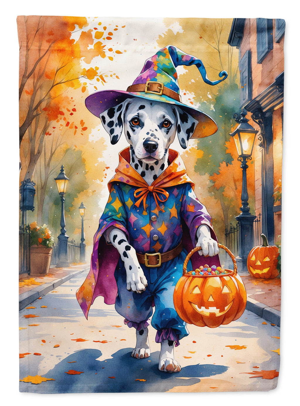 Dalmatian Halloween Trick or Treat Garden Flag Mailbox Decorative Yard Banner Outside Patio Artwork for Flower Beds, Garden Size, Multicolor