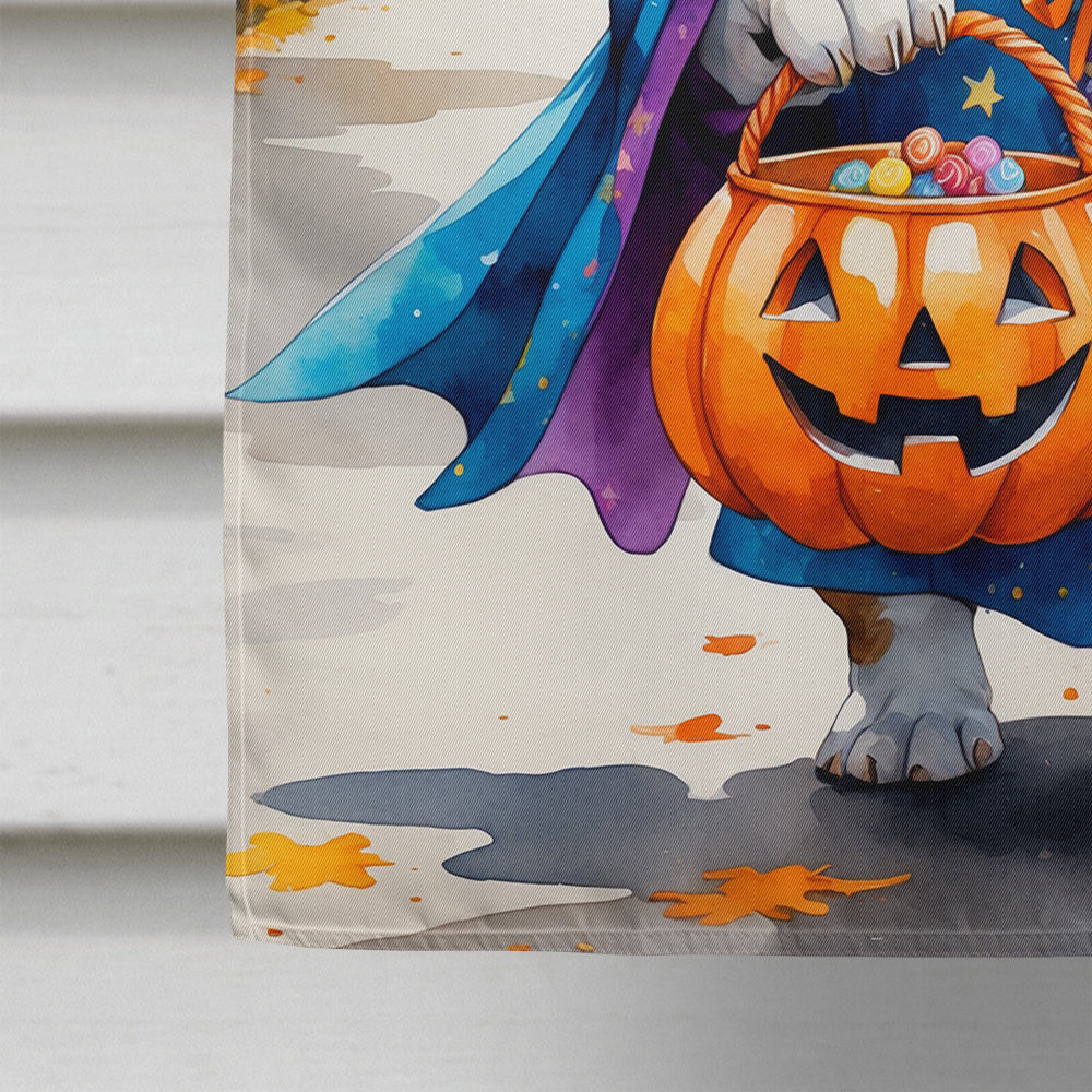 French Bulldog Halloween Trick or Treat House Flag 28x40 Porch Sleeve Pole Decorative Outside Yard Banner Artwork Wall Hanging, Polyester