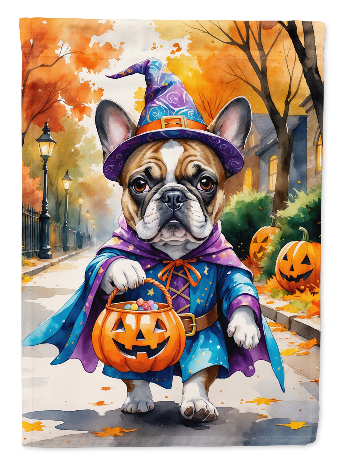 French Bulldog Halloween Trick or Treat Garden Flag Mailbox Decorative Yard Banner Outside Patio Artwork for Flower Beds, Garden Size, Multicolor