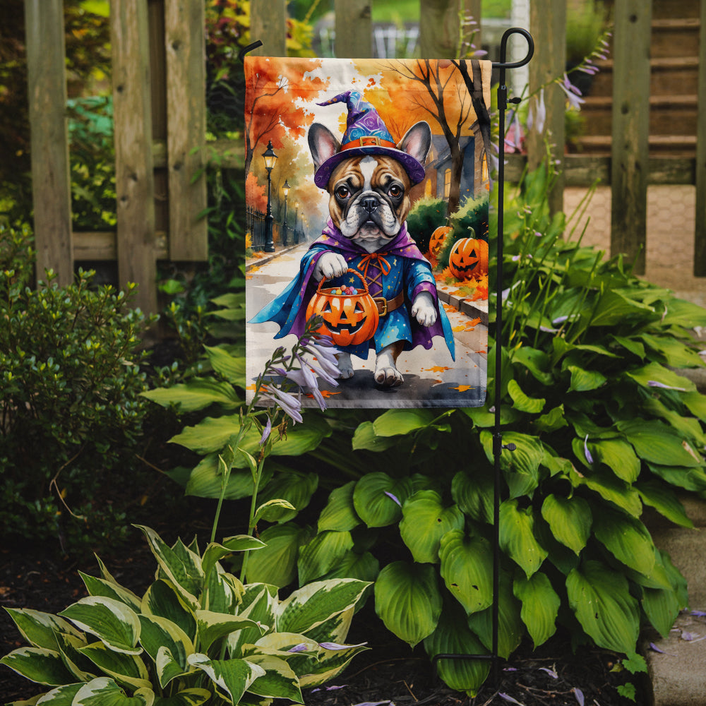 French Bulldog Halloween Trick or Treat Garden Flag Mailbox Decorative Yard Banner Outside Patio Artwork for Flower Beds, Garden Size, Multicolor