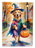 Golden Retriever Halloween Trick or Treat House Flag 28x40 Porch Sleeve Pole Decorative Outside Yard Banner Artwork Wall Hanging, Polyester