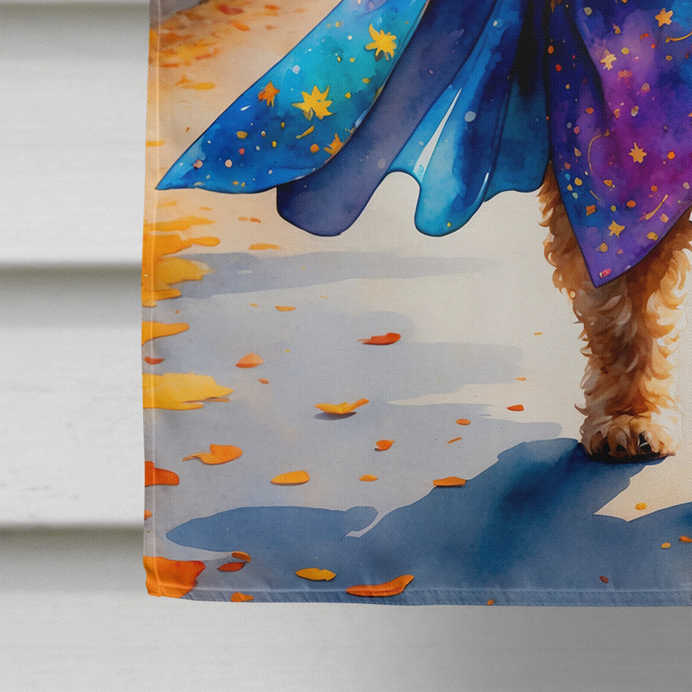Goldendoodle Halloween Trick or Treat House Flag 28x40 Porch Sleeve Pole Decorative Outside Yard Banner Artwork Wall Hanging, Polyester