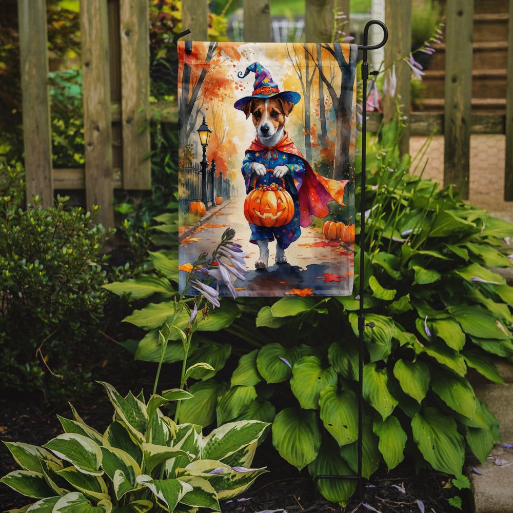 Jack Russell Terrier Halloween Trick or Treat Garden Flag Mailbox Decorative Yard Banner Outside Patio Artwork for Flower Beds, Garden Size, Multicolor
