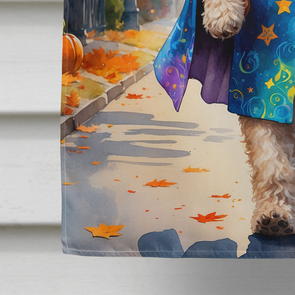 Labradoodle Halloween Trick or Treat House Flag 28x40 Porch Sleeve Pole Decorative Outside Yard Banner Artwork Wall Hanging, Polyester