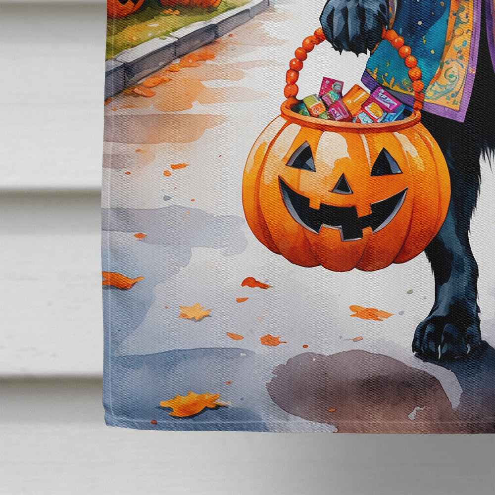 Black Labrador Retriever Halloween Trick or Treat House Flag 28x40 Porch Sleeve Pole Decorative Outside Yard Banner Artwork Wall Hanging, Polyester