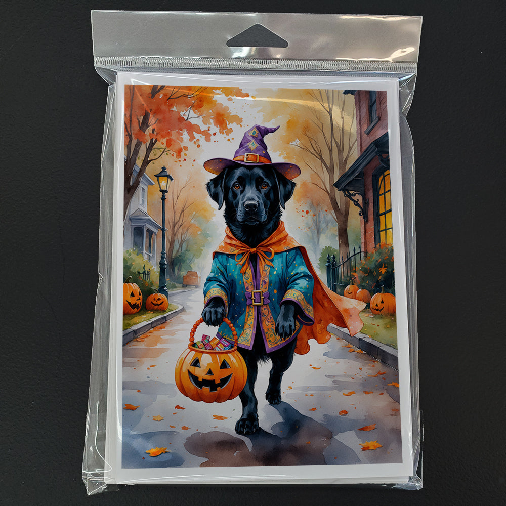 Black Labrador Retriever Halloween Trick or Treat Greeting Cards Pack of 8 Blank Cards with Envelopes Whimsical A7 Size 5x7