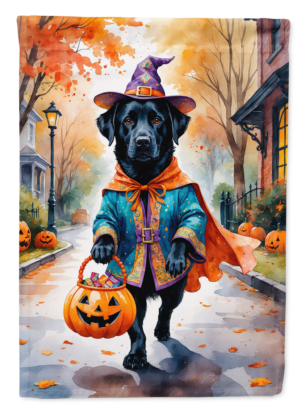 Black Labrador Retriever Halloween Trick or Treat Garden Flag Mailbox Decorative Yard Banner Outside Patio Artwork for Flower Beds, Garden Size, Multicolor