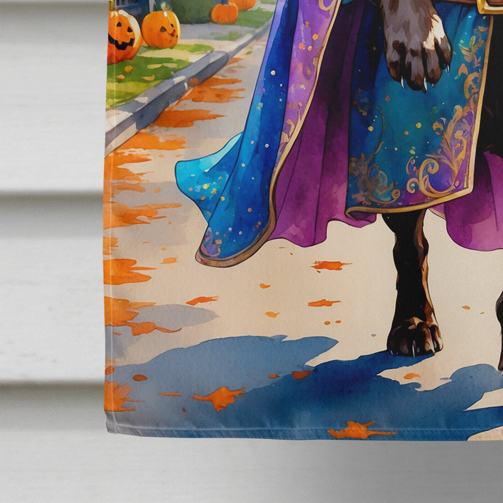 Chocolate Labrador Retriever Halloween Trick or Treat House Flag 28x40 Porch Sleeve Pole Decorative Outside Yard Banner Artwork Wall Hanging, Polyester